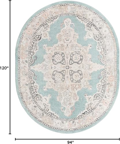 Miniatura 2 de Unique Loom Parker Collection - Alfombra Merakli (7 pies 10 pulgadas x 10 pies ovalada, aguamarinabeige)
