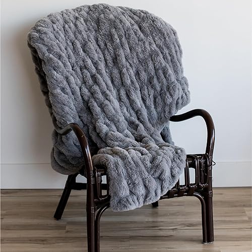Miniatura 8 de Minky Designs - Lujosas mantas de Minky  Piel sintética súper suave, esponjosa y esponjosa  Fundas de sofá y mantas preparadas  Ideal para adultos,