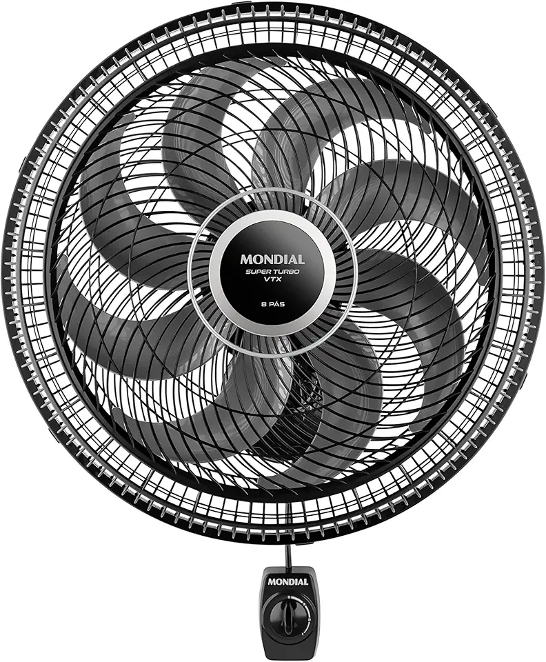 MONDIAL Ventilador de Parede 40cm Super Turbo 8 Pás, Preto/Prata, 140W, 110V - VTX-40P-8P