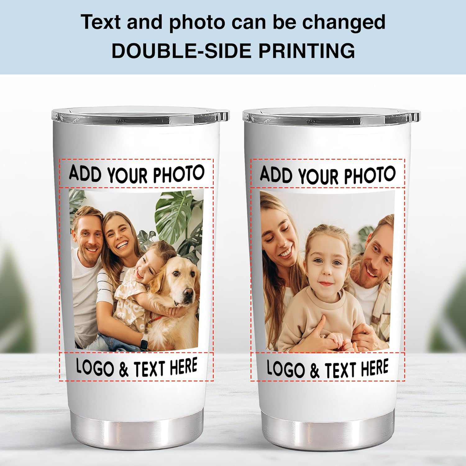 Personalized Coffee Tumbler 20 Oz with Photo, Custom Coffee Tumbler Men Women Family Friends or Couples, Valentines Day Gifts for Him Her, Custom Tumblers for Birthday Anniversary or Holiday - Image 5
