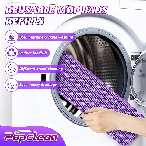 Miniatura 5 de Almohadillas de microfibra compatibles con Swiffer PowerMop, paquete de 4 almohadillas de repuesto para mopa eléctrica, almohadillas reutilizables