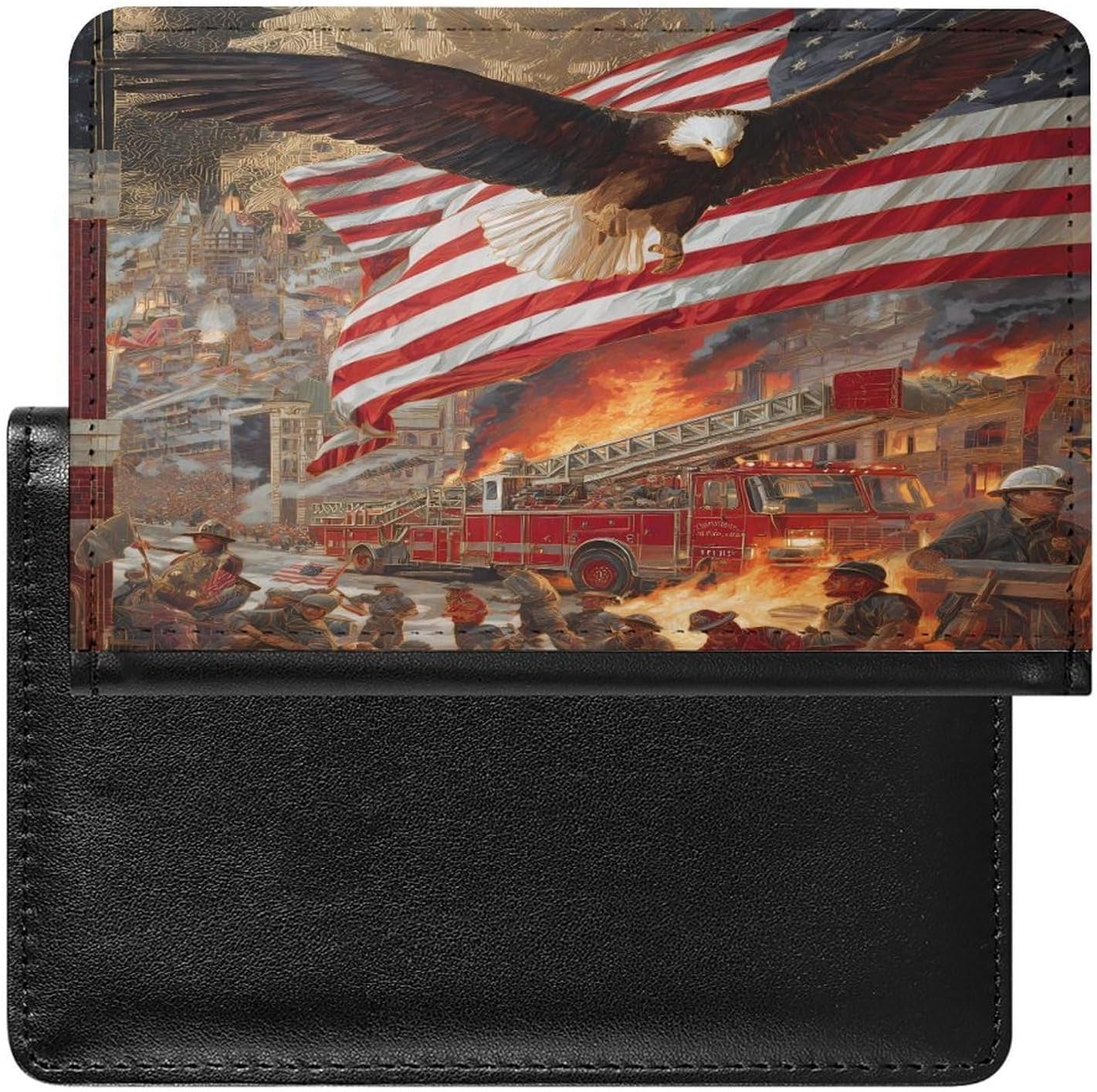 Firefither Artwork Travel Passport Holder Passports Protective Cover for Women Men with Card Slots