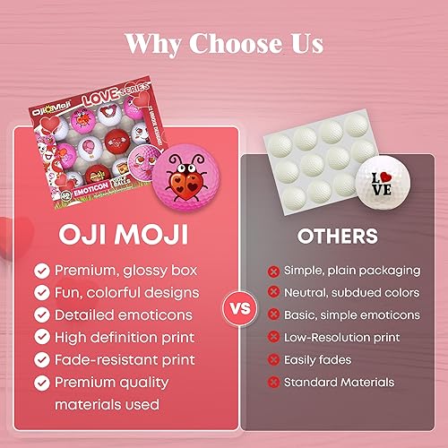 Miniatura 5 de Oji Moji - Juego de pelotas de golf Emoticon – Serie Amor, paquete de 12 regalos novedosos para hombres, papás, mujeres, niños, accesorios
