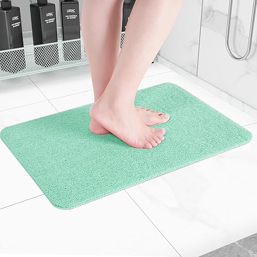 Tapete antideslizante de secado rápido para bañera, piso, baño, ducha, cocina, hogar, hotel (color verde claro, 24 x 16 pulgadas)