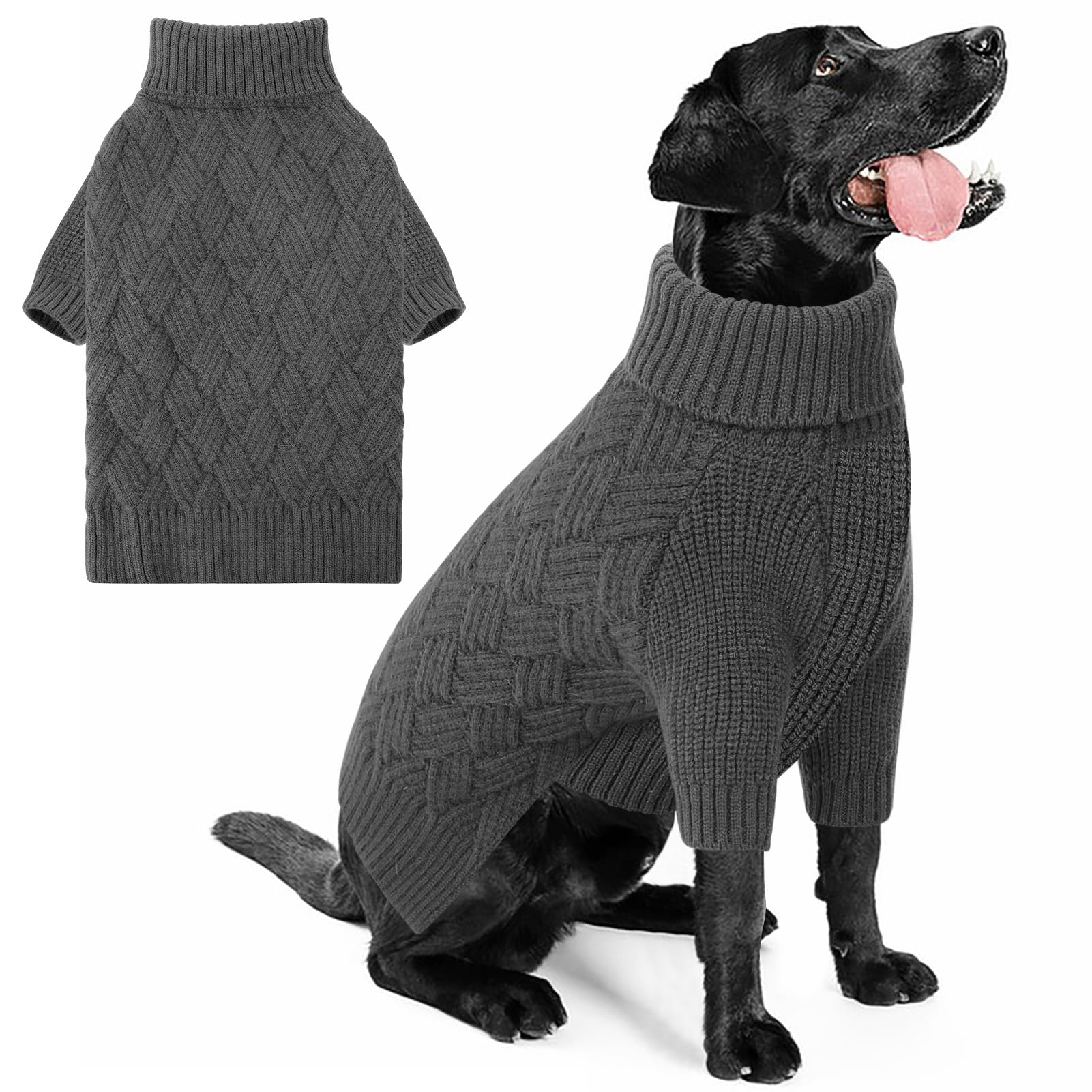 AOFITEE Maglione per Cani, Invernale Maglione Cane Taglia Grande Natale con Collo Alto, Morbida e Calda Croci Maglioncini Pet con Maniche, Maglioni Cani Grigio per Dobermann, 2XL
