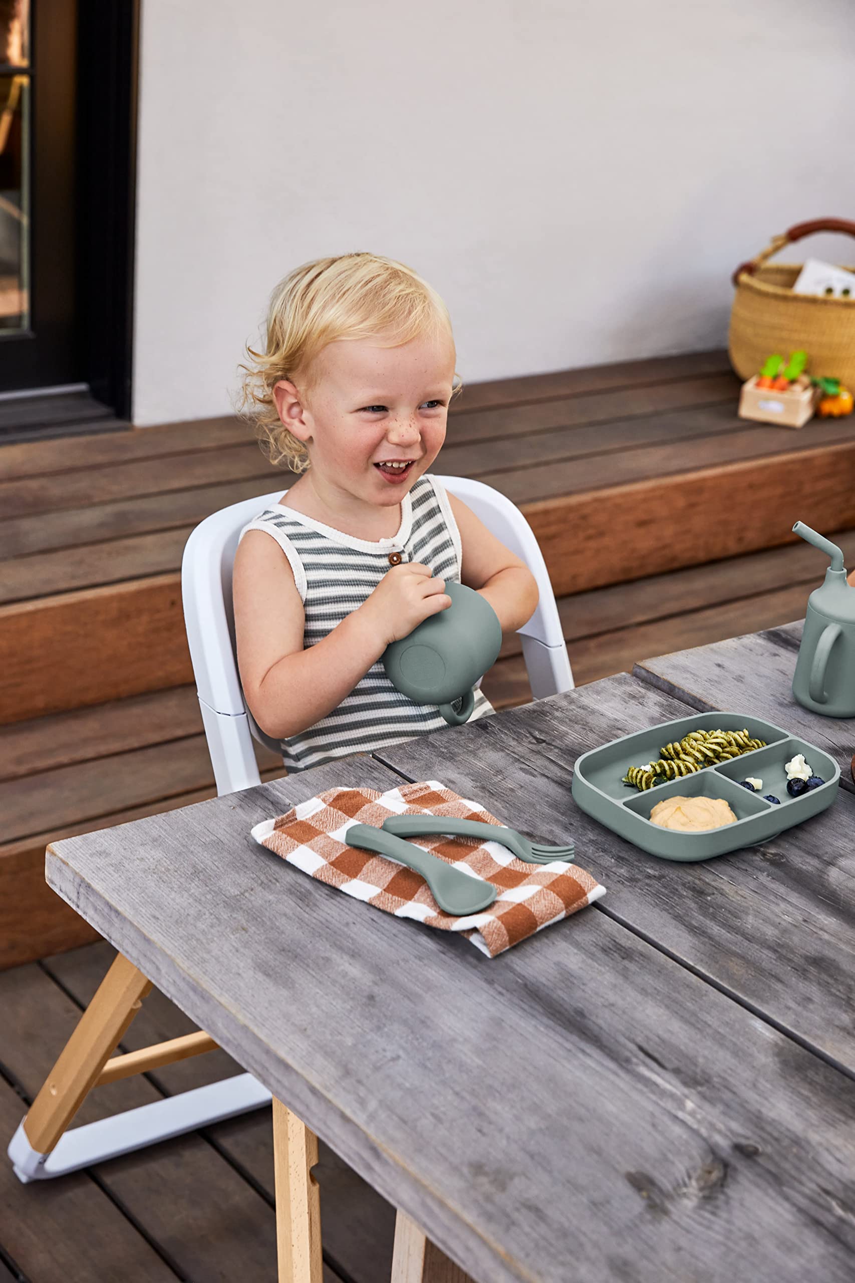 Ergobaby Evolve Silla para niños base de trona, Silla ergonómica para niños pequeños crecimiento a partir de 36 meses aprox. Silla de niños regulable en altura con diseño de madera, Natural Wood