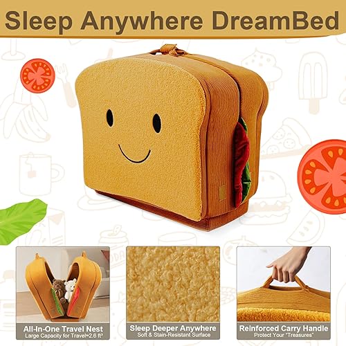 Miniatura 2 de Cama de viaje para niños pequeños, estilo sándwich, camas portátiles para niños pequeños, cuna de viaje plegable de espuma suave para bebés y niños,