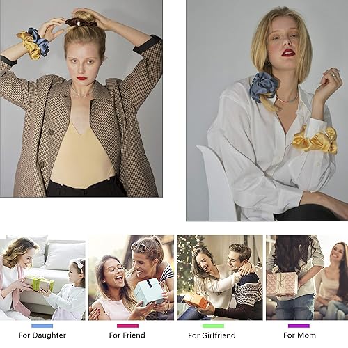 Miniatura 6 de Coleteros para el cabello para mujeres, coleteros grandes de satén de seda grandes grandes ligas para el cabello de mujer, decoraciones lindas