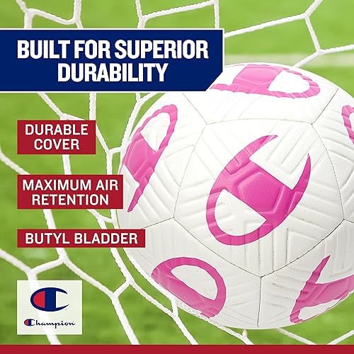 Miniatura 6 de Champion Balón de fútbol para jóvenes y adultos, diseño con paneles, control mejorado, cubierta duradera y vejiga de butilo, para entrenamiento en