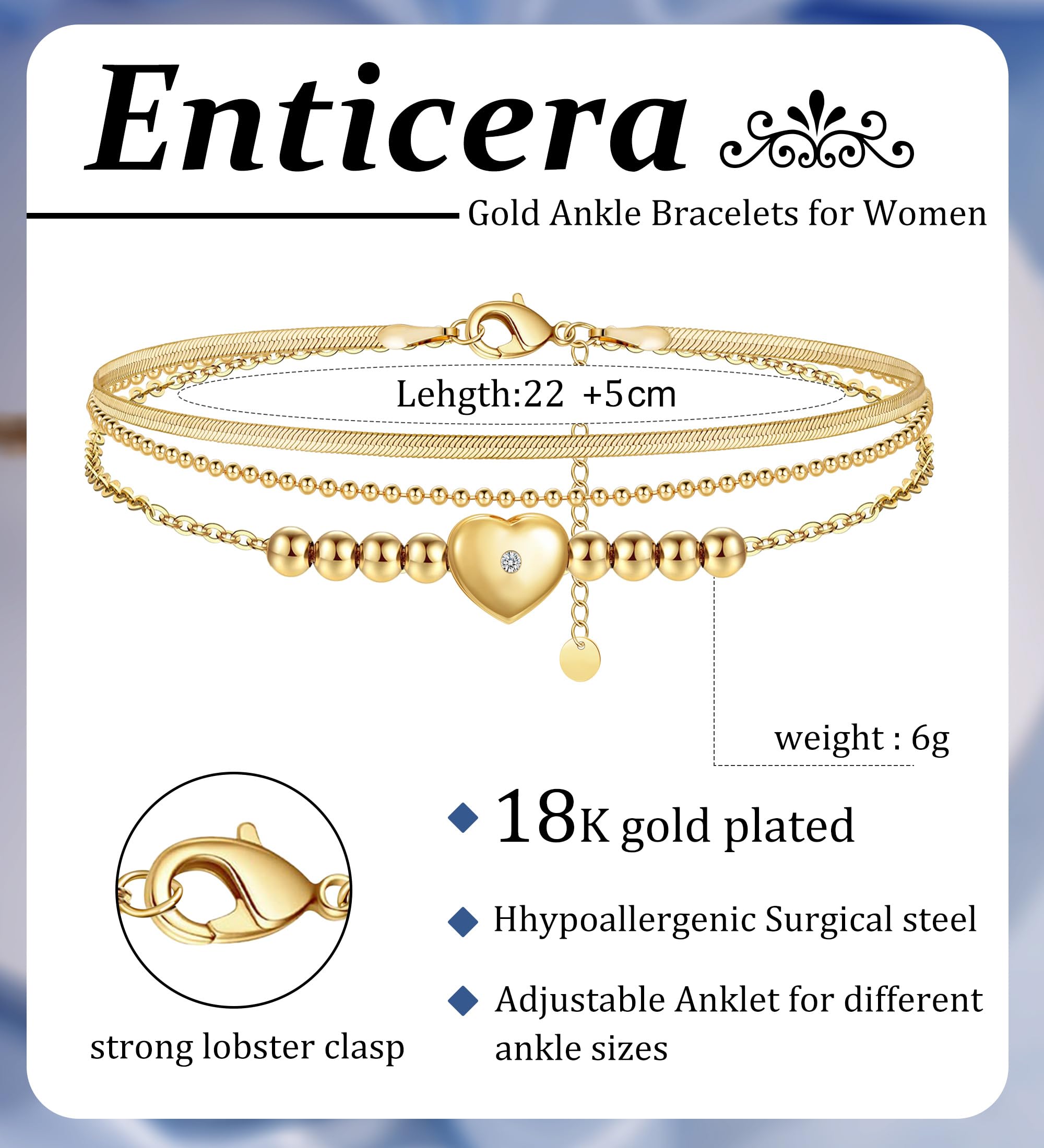 Love Letters Rose Gold Link Chain Stainless Steel Gift Anklet Foot