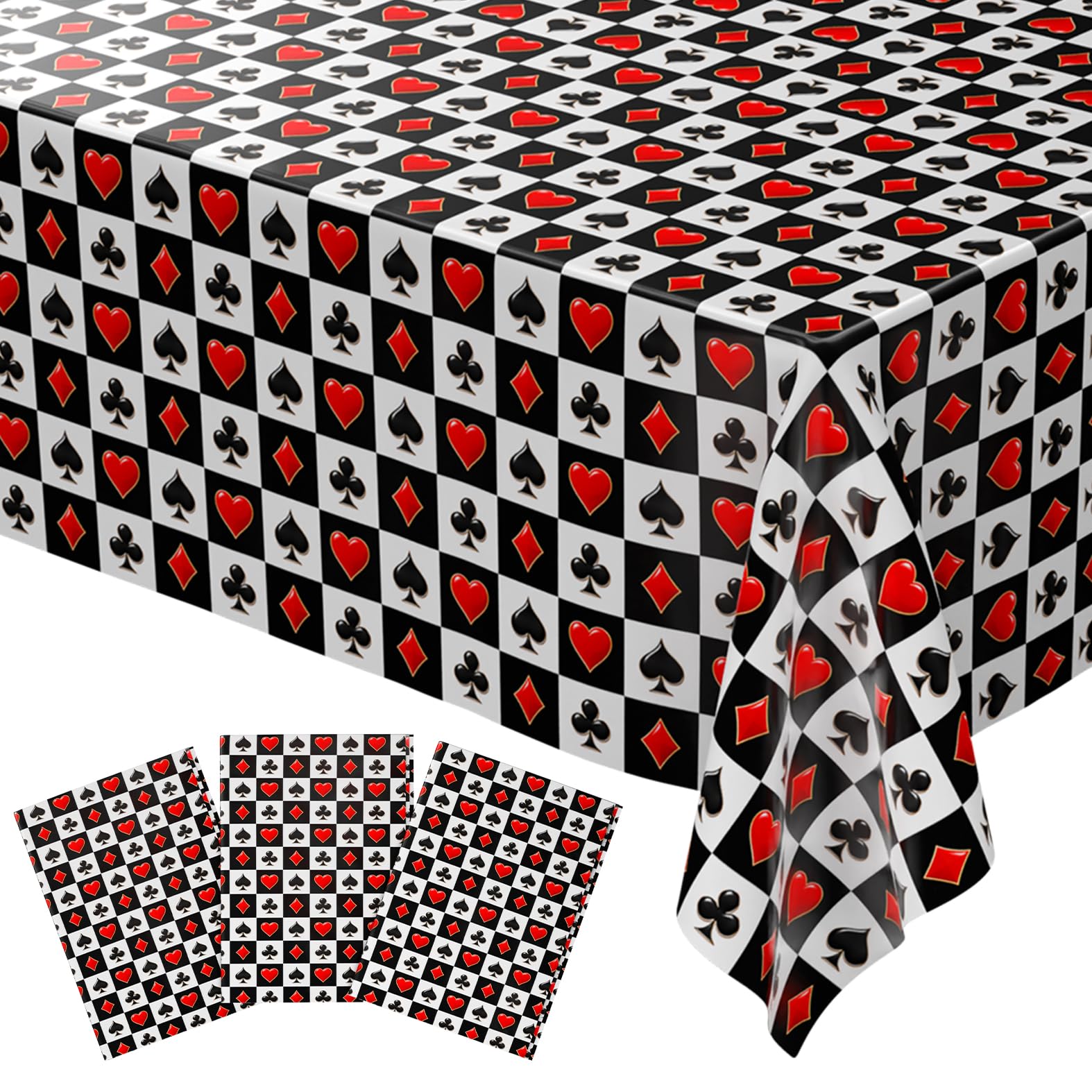 Blue Orchards Casino Tablecover (Pack of 3) - XL 54"x108" - Immersive Casino Party Decorations, Poker Night Party Tablecloth, Vegas Themed Birthday Decor, Plastic Table Cover, Event Decoration