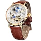 Automatic Mechanical Watch, Self Winding Skeleton Watch for Mens, Mechanical Tourbillon Steampunk Fashion Men Watch Date Day Dress Watch Gift for Men
