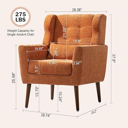 Miniatura 2 de INMOZATA Silla decorativa de mediados de siglo de felpilla tapizada moderna, para sala de estar, lectura, sala de estar, con cojín de cintura,