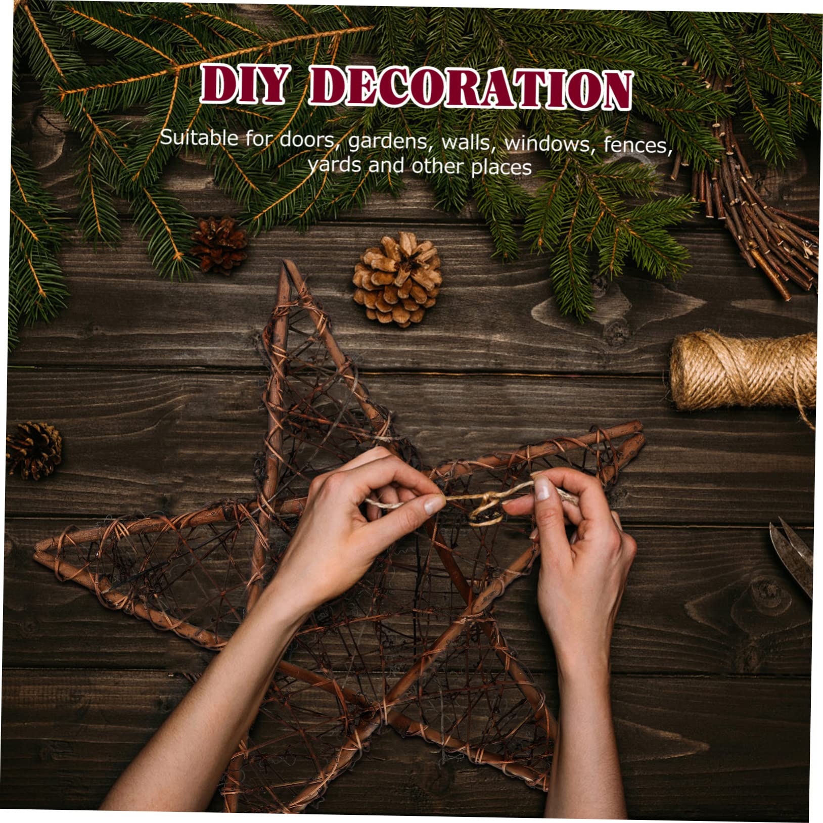 STOBAZA 12piezas Guirnalda De Ratan Estrella Aro De Ratan para Manualidades y Decoración Material Natural para Creaciones Personalizadas Fiestas y Eventos