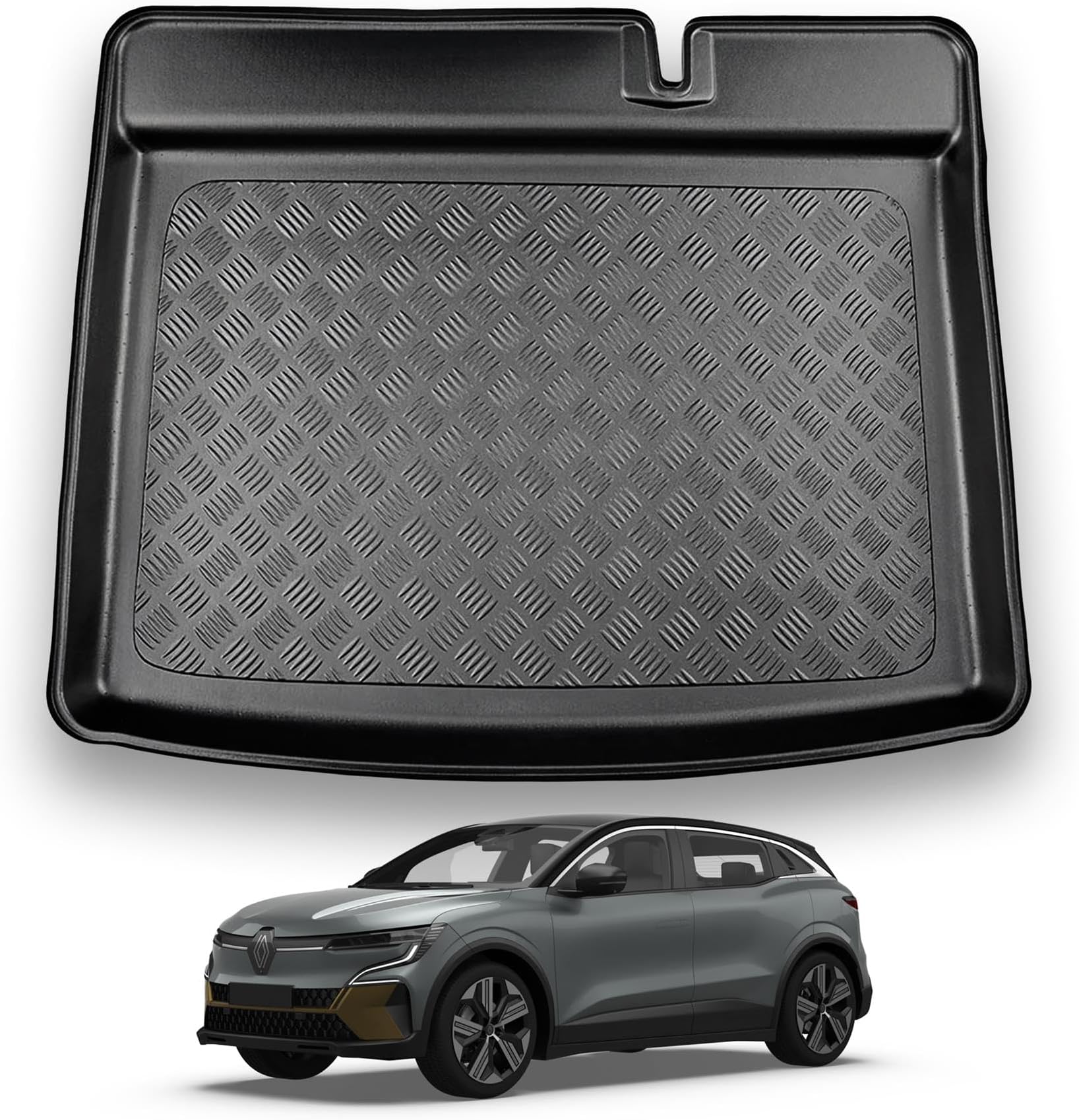 NOMAD Renault Megane E-Tech (2022+) Boot Liner Tailored Fit Car Floor Mat Protector Non Slip Waterproof Raised Edges Compatible Custom Fit Accessory Black Dog & Pet Friendly Easy Install All-Weather
