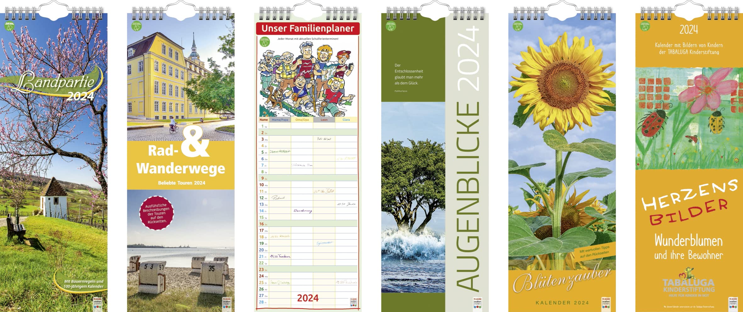BRUNNEN Monthly calendar 2024, 1 page = 1 month, 15.5 x 48 cm, white