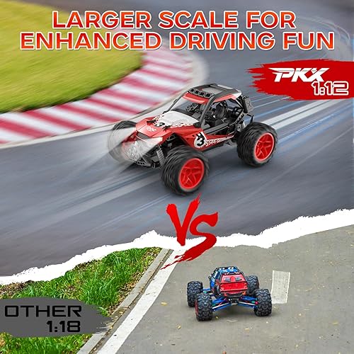 Miniatura 7 de PKX 112 Large Remote Control Truck for Boys,12MPH (20KPH) High Speed Off-Road Monster Truck & 2 Batteries and LED Headlights, All Terrain 2.4 GHz
