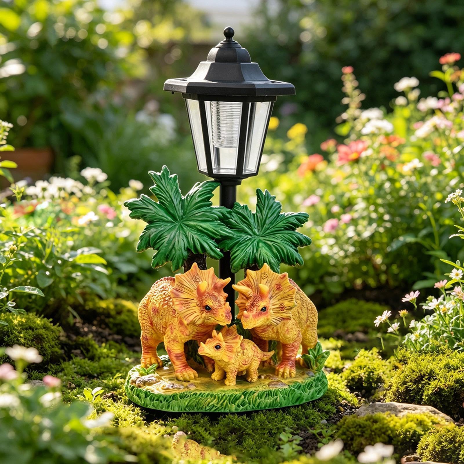 Dinosauro giardino statue resina dinosauro impermeabile solare decorazione