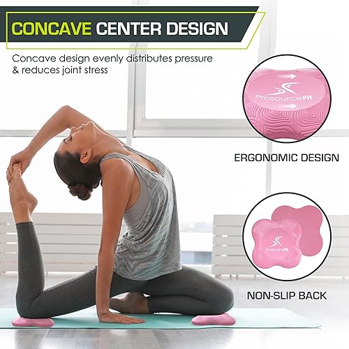 Miniatura 8 de ProsourceFit Juego de 2 rodilleras antideslizantes para yoga, pilates, meditación y estiramiento, accesorios de yoga para soporte de rodilla para