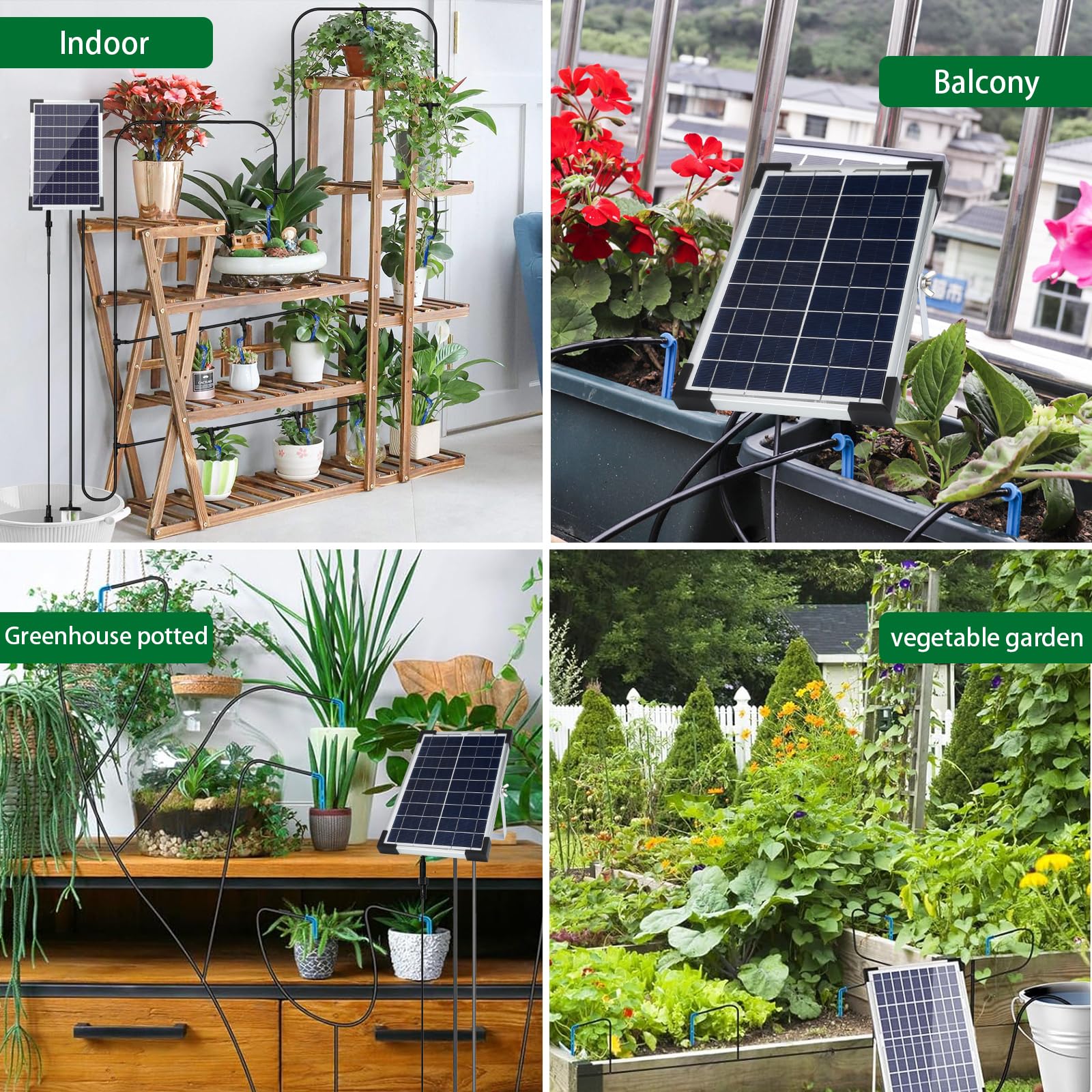jardín por goteo sistema de riego solar, 5W automático solar por goteo Kit sistema de riego, dispositivo de riego de plantas en modo temporizador
