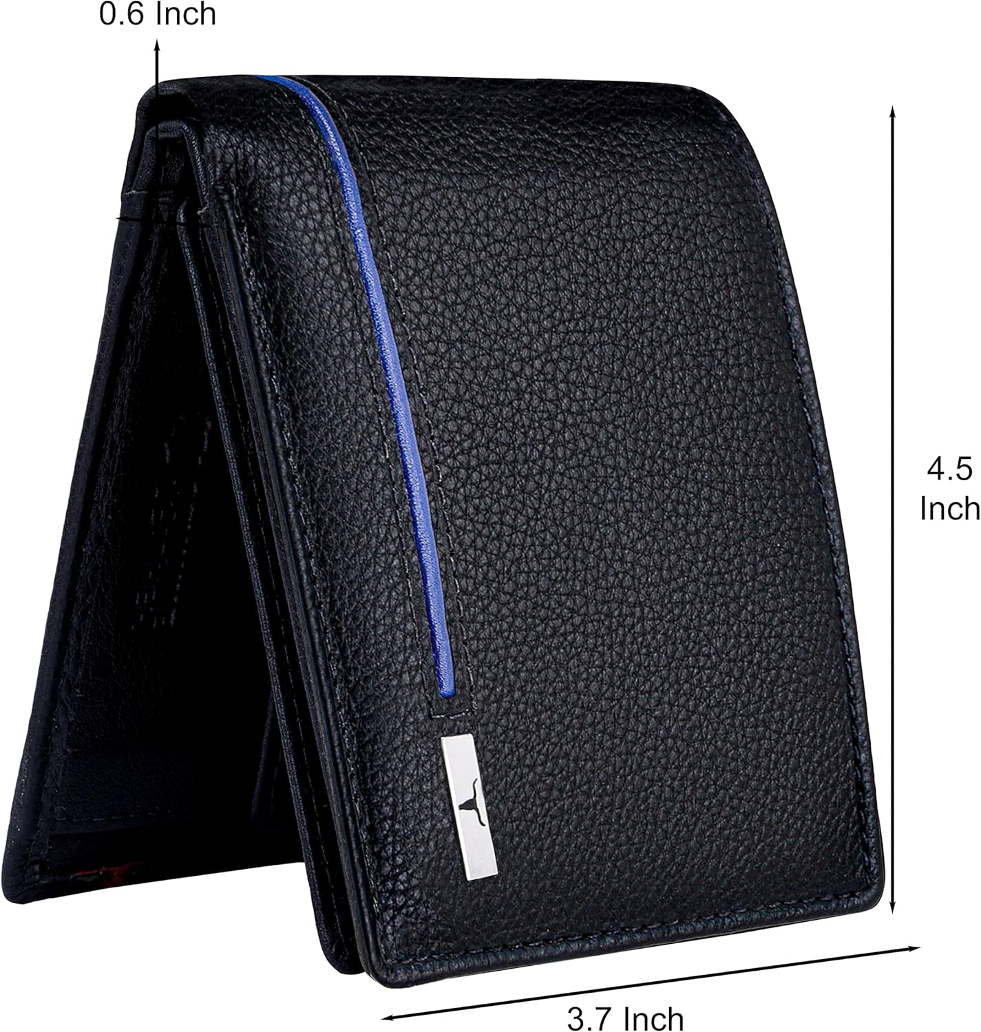 URBAN FOREST Leather Men's Wallet, Black/Blue, Contemporary