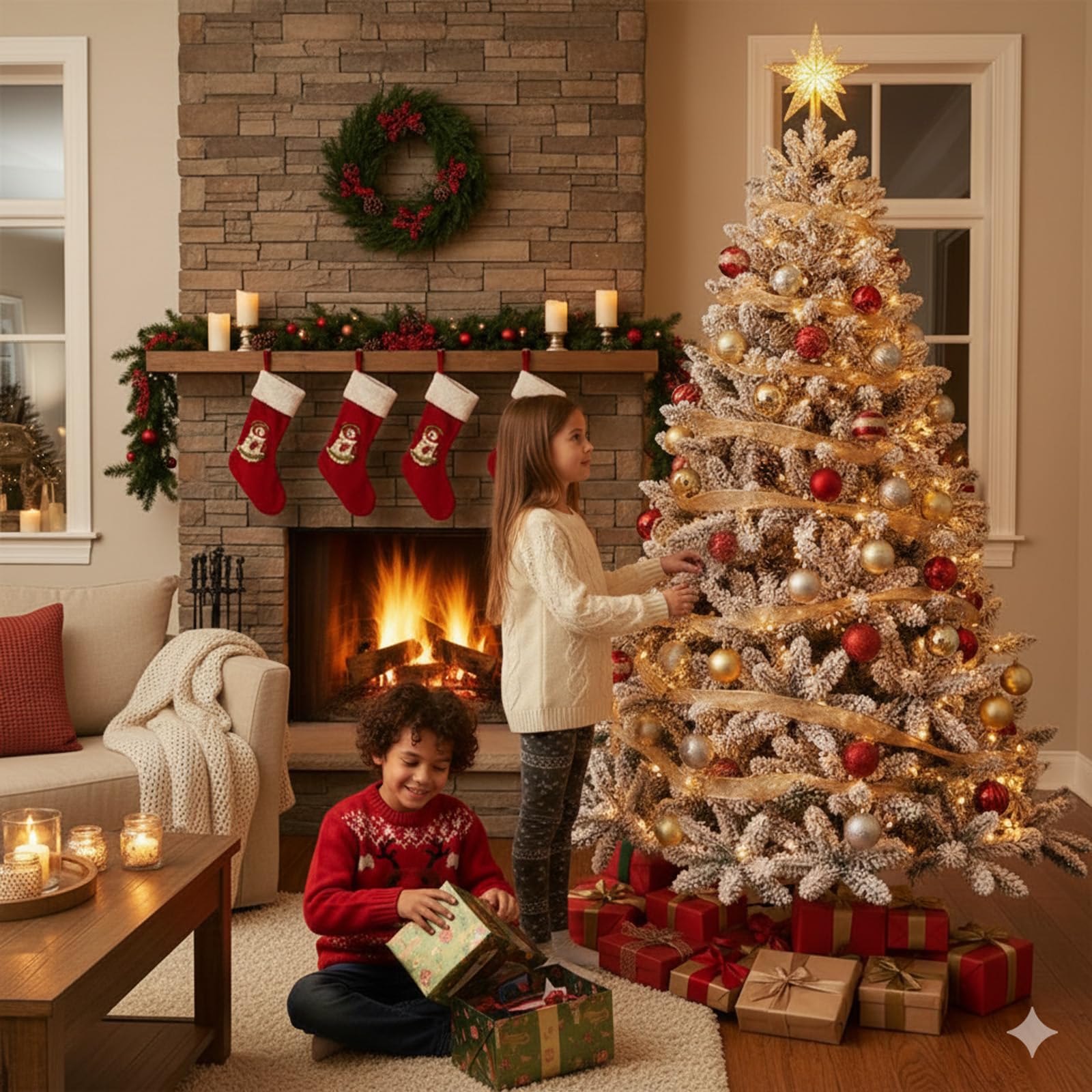 LEIVESTE-Albero di Natale Artificiale 150 Verde Innevato Super Folto,Base a Croce in Ferro Pieghevole Effetto Realistico Con Neve, rami con apertura ad ombrello. (150 CM)