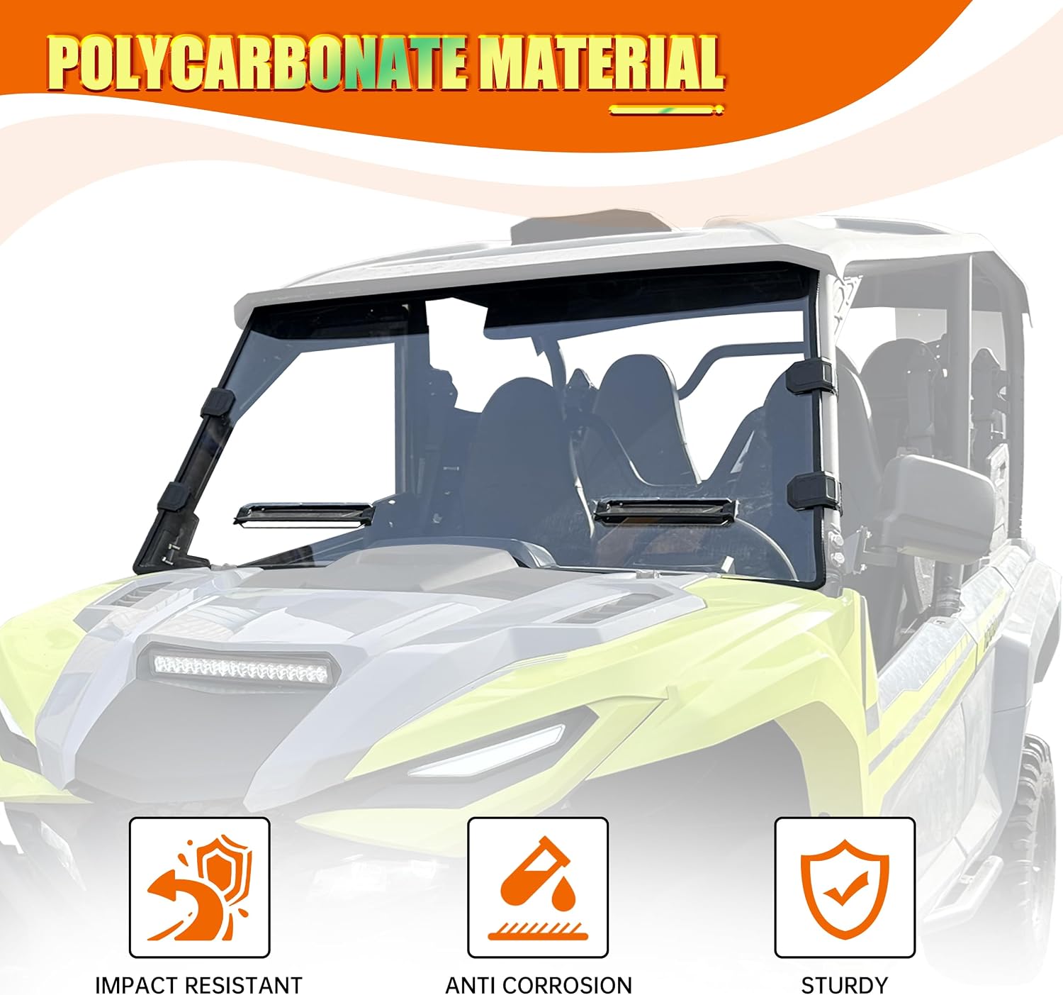Front Full Windshield Compatible with Yamaha Wolverine RMAX2 1000/ RMAX4 1000 2021-2025 Accessories Front Windscreen Scratch Resistant Polycarbonate Transparent Clear vision