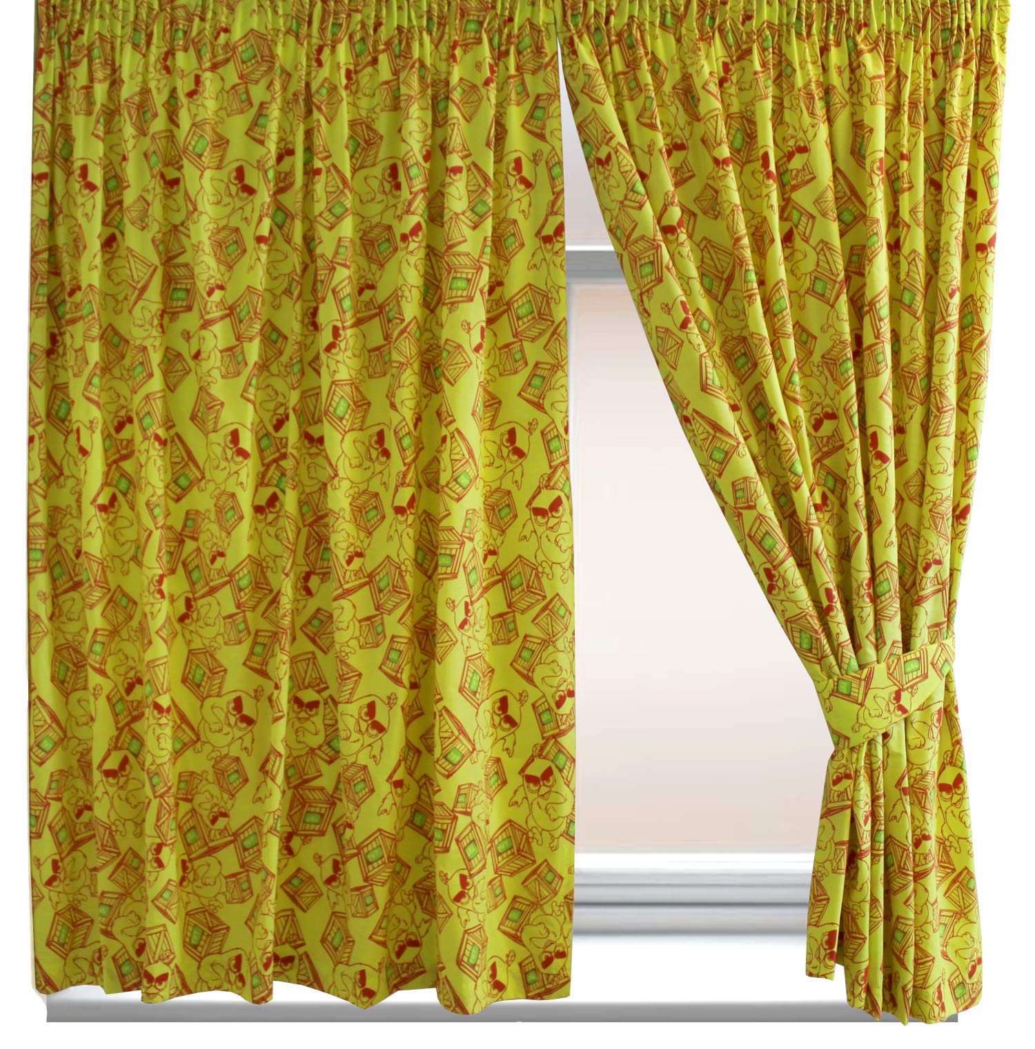 Rovio 66" x 72" Angry Birds Fierce Flock Curtains, Pencil Pleat Matching Tie Backs, Red Yellow TNT Box