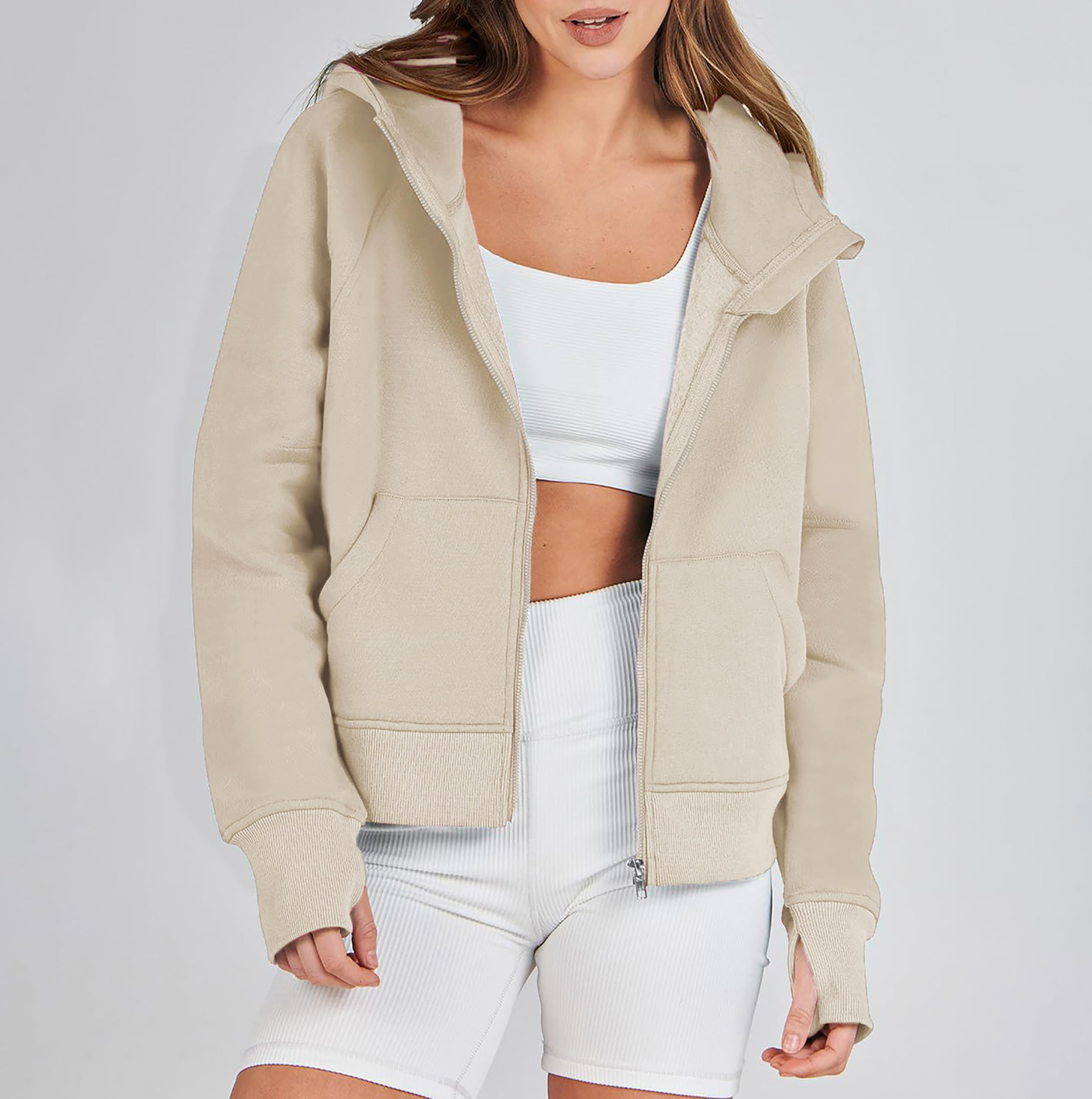 Timuspo Sudadera con capucha para mujer 2024, sudadera con capucha para otoño e invierno, sudadera con capucha con cremallera