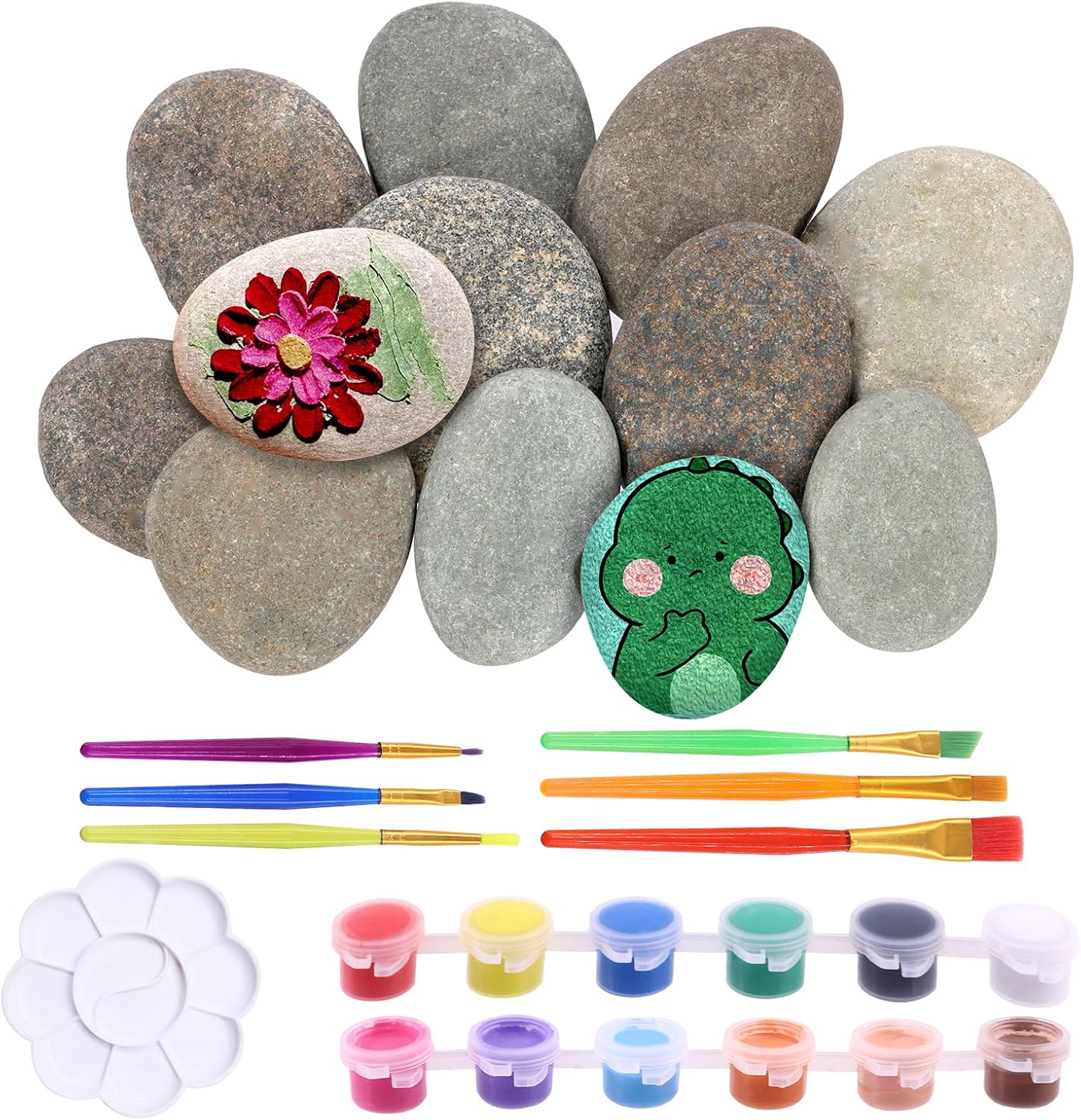 Amazon.com: Keadic 34Pcs Rock Painting Kit Includes 2-3 Inch Flat ...