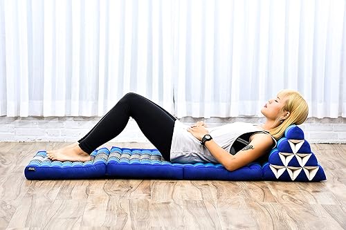 Miniatura 5 de Leewadee - Cojín Tailandés plegable para el suelo con respaldo para TV, sala de estar, colchón para exterior, 65.7 x 20.9 x 11.8 pulgadas, Kapok