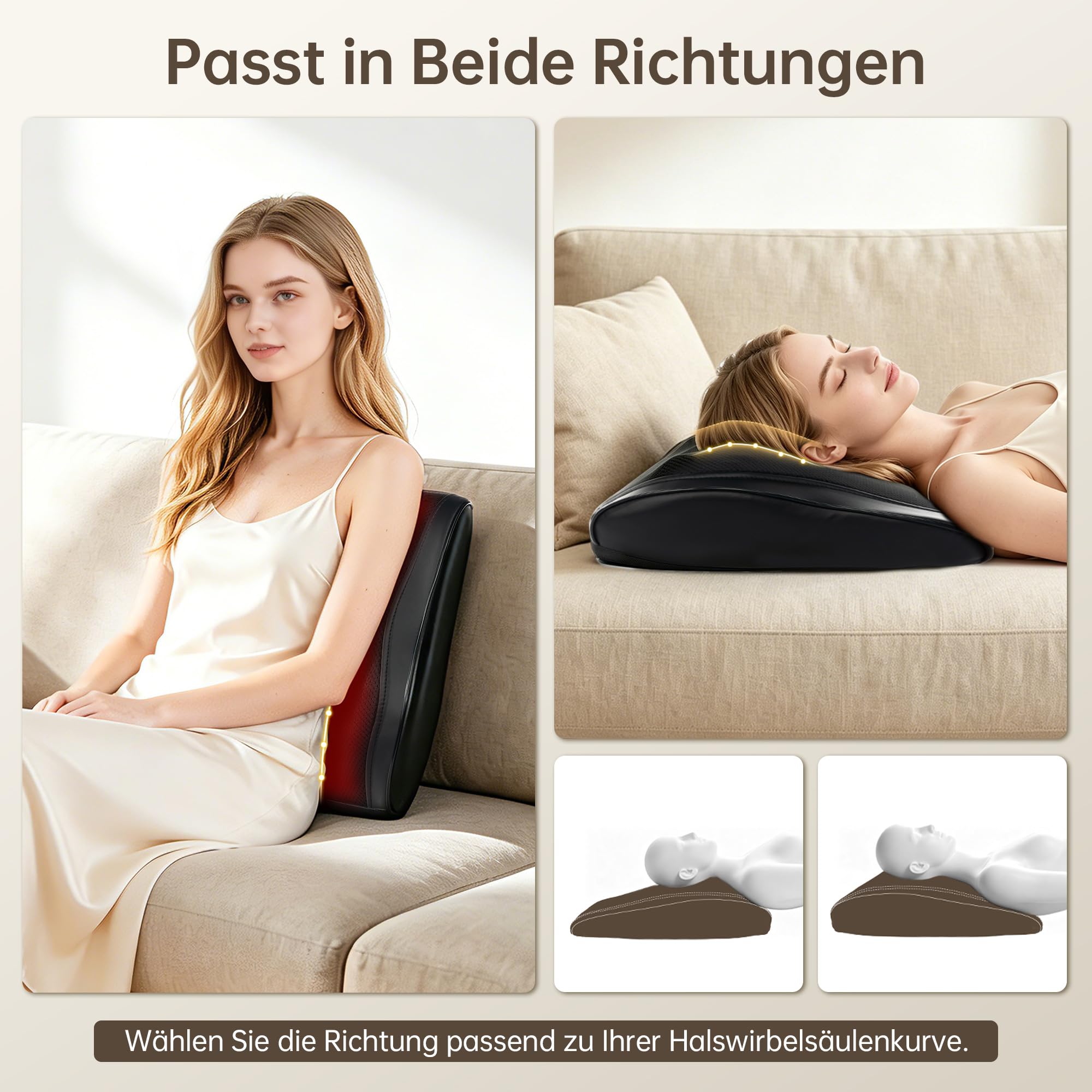 Real Relax 3D Nacken-und Rückenmassagegerät mit Wärme | Shiatsu Massagekissen, Für Lenden Schultern Beine, Schmerzlinderung, Ideal für Büro und Zuhause
