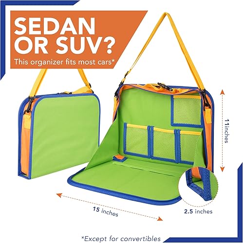 Miniatura 5 de Organizador de automóvil para asiento trasero para niños y soporte para tableta para automóvil con alfombrillas y bandeja de regazo, accesorios para