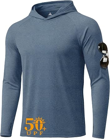 ZITY Mens UPF 50+ Hoodie Shirts Long Sleeve Sun Protection Athletic Lightweight Rash Guard for Fishing Hiking Workout