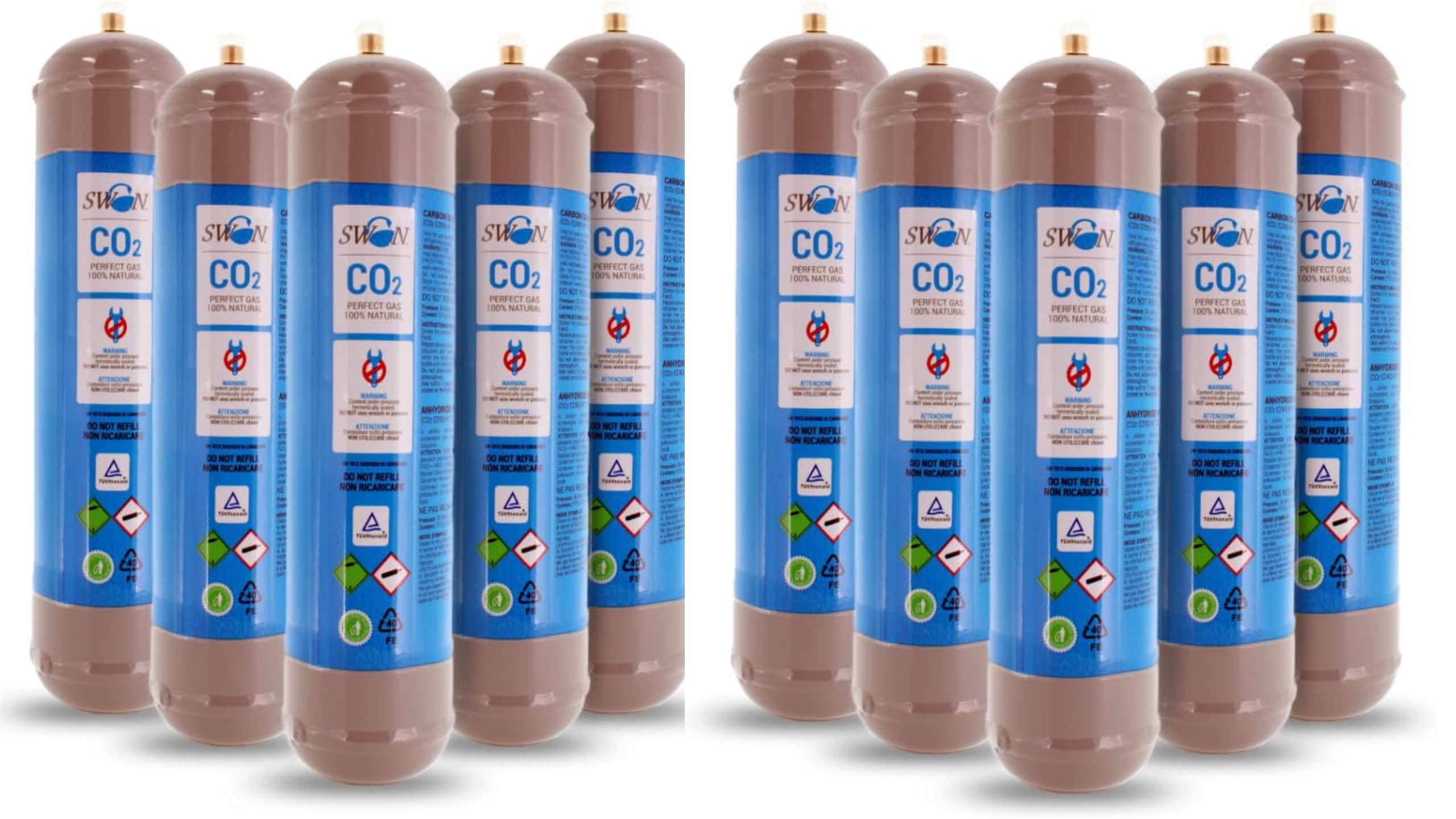 Bombole CO2 600g E290 per Gasatore Acqua Frizzante – Attacco M11x1 Compatibile Universale – Set Risparmio 10 Pezzi - Certificata TUV