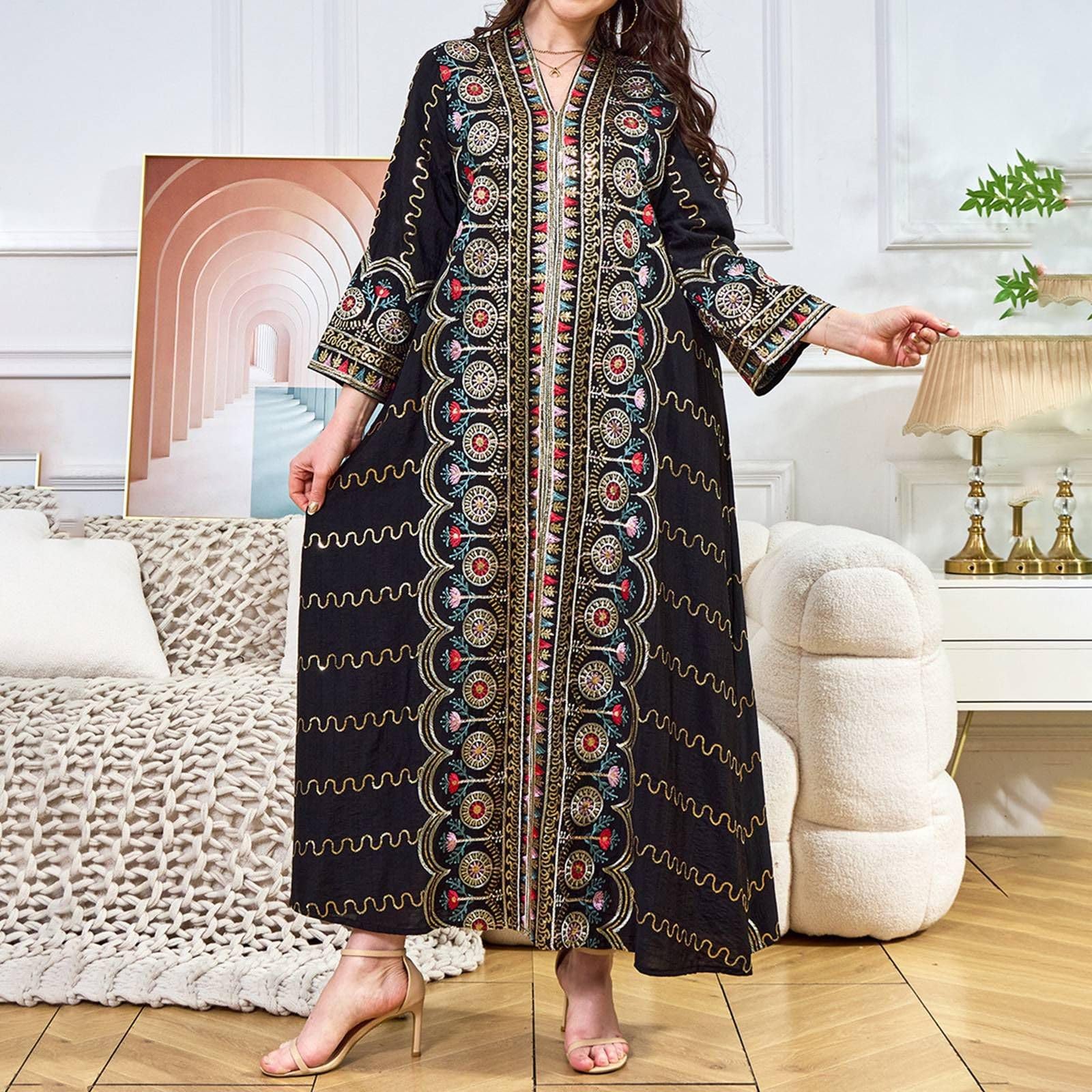 Generisch Damen Strandkleid Lose Kaftan Kleid Lange Bikini Cover Ups Sommer Maxikleid Boho Strandponcho Beach Maxi Dresses Sommerkleider Beachwear Langes Nachthemd Nachtwäsche