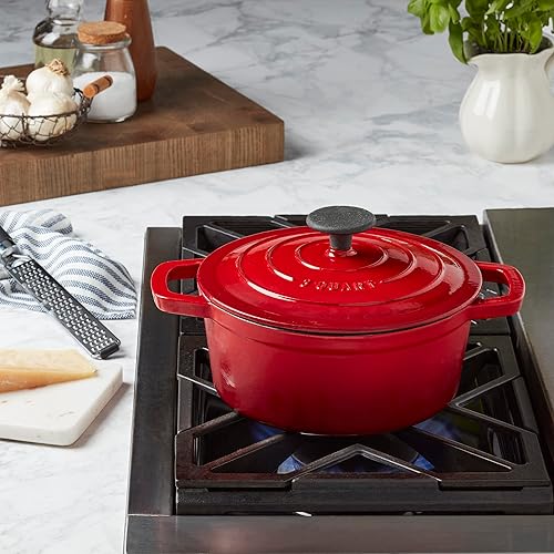 Vista 13 de Smith & Clark - Olla holandesa de hierro fundido esmaltado de 3 cuartos de galón con tapa, color gris