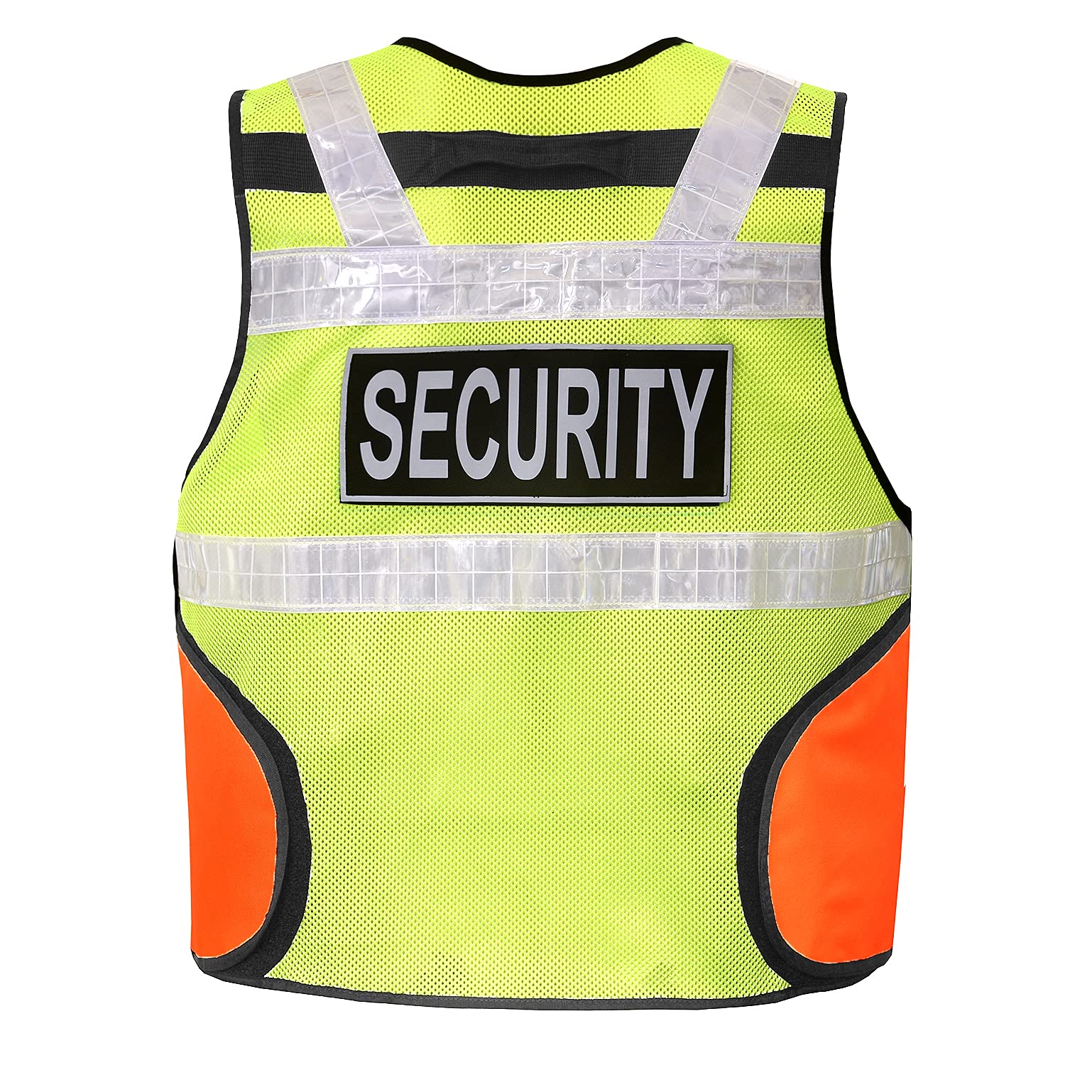Sicherheitsweste Schutzweste Securityweste Einsatzweste Kennzeichnungsweste Multifunktionsweste Werkschutz Wachschutz Reflektierend 202 gelb Orange + 2 Patch Blau SECURITY