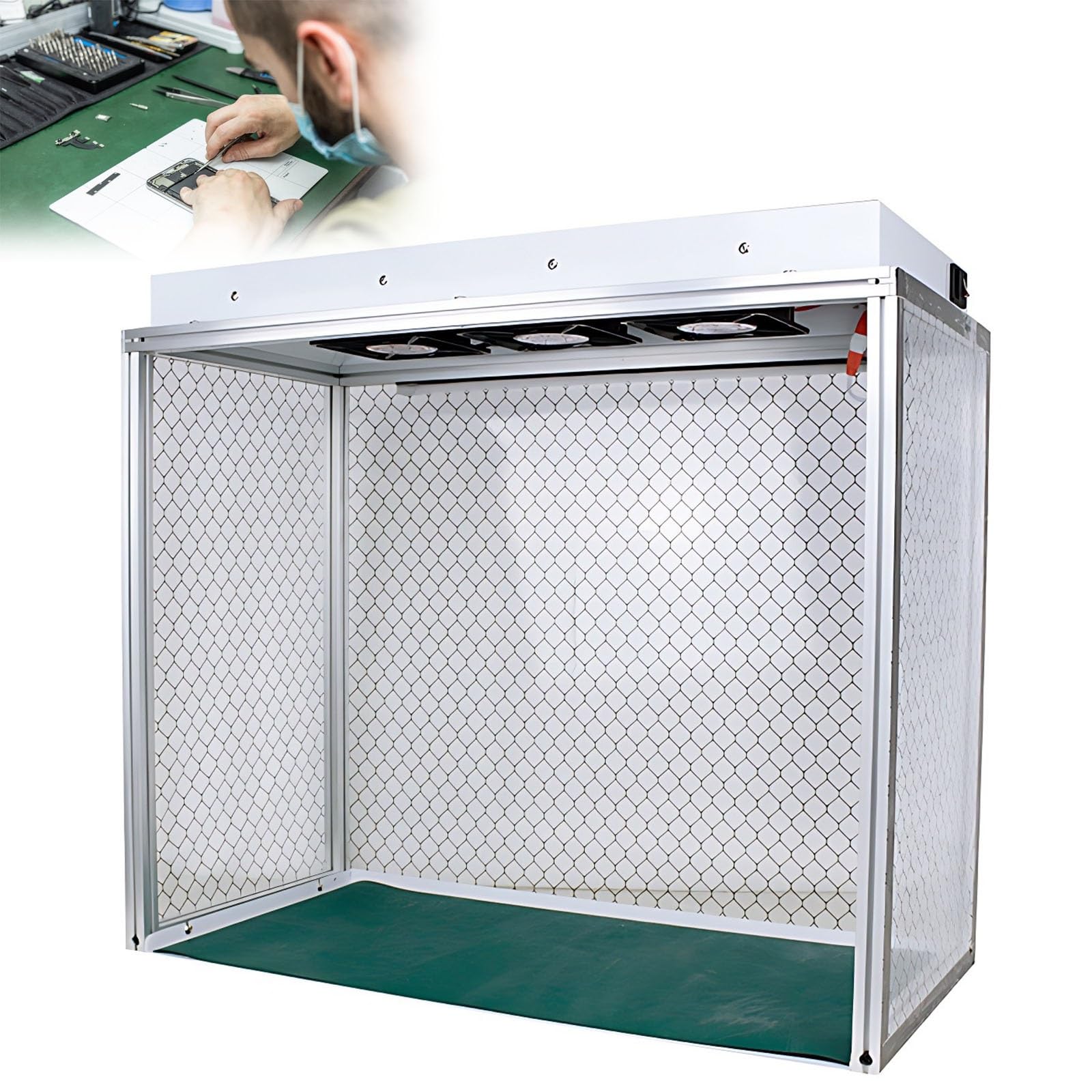 Laminar Flow Box Aluminium Vertikal, Reinraum Filter Klasse 100, Professionelle Werkbank 24,4x12,2 Zoll für Laborforschung und Elektronik Reparatur Staubfrei