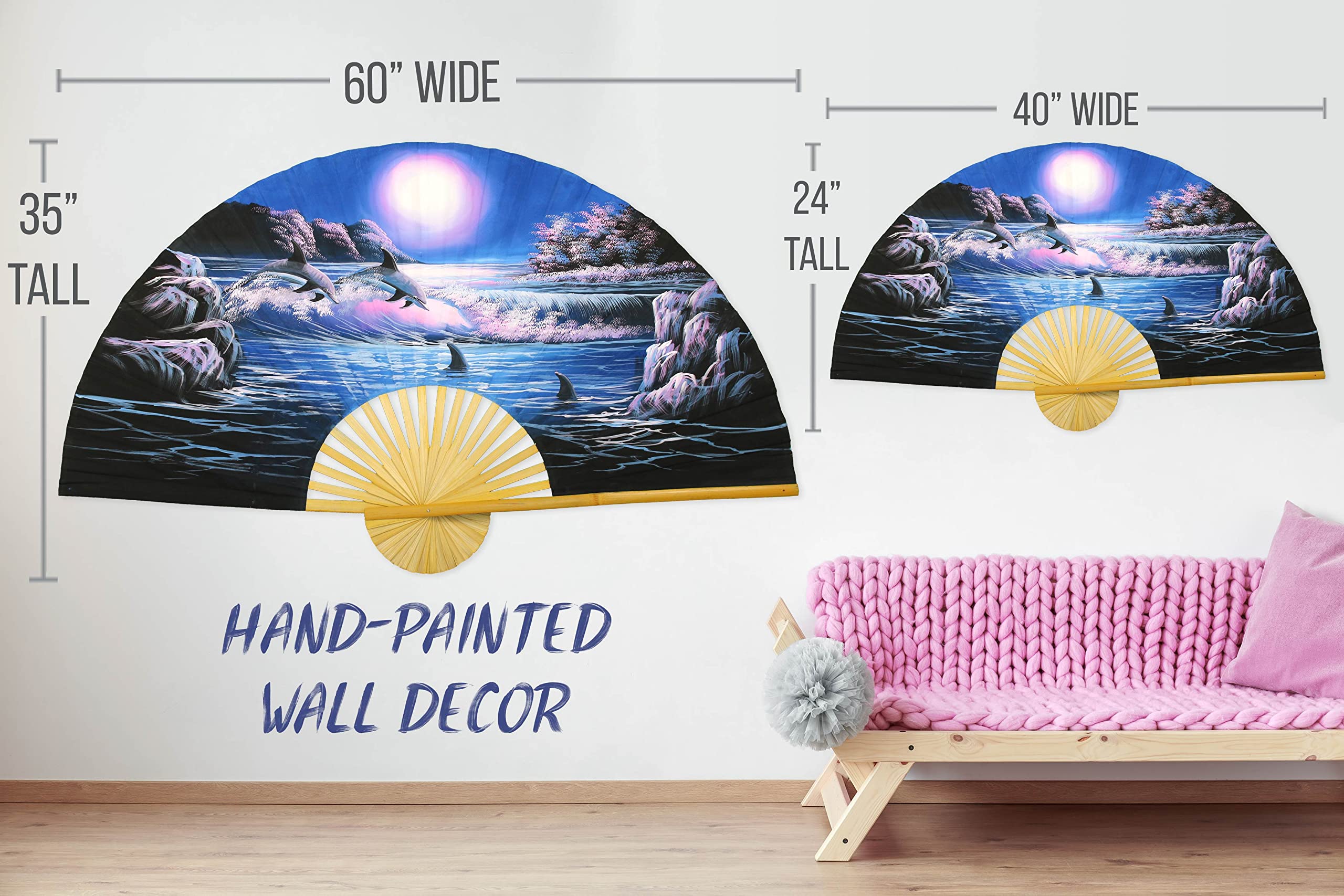 Amazon.com: Nautical Decor Folding Wall Fan Hand-Painted Beach