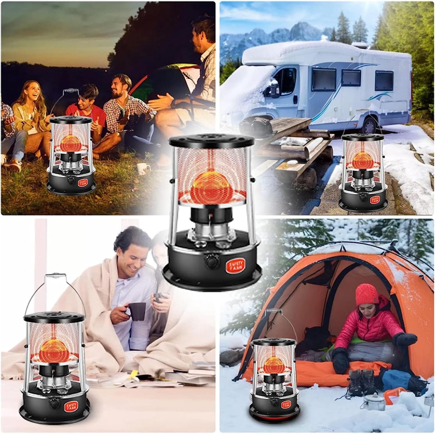 High-efficiency Indoor Kerosene Heater 9000 Btu, Portable Space Heater for Home, Garage, Basement, and Camping(Red)