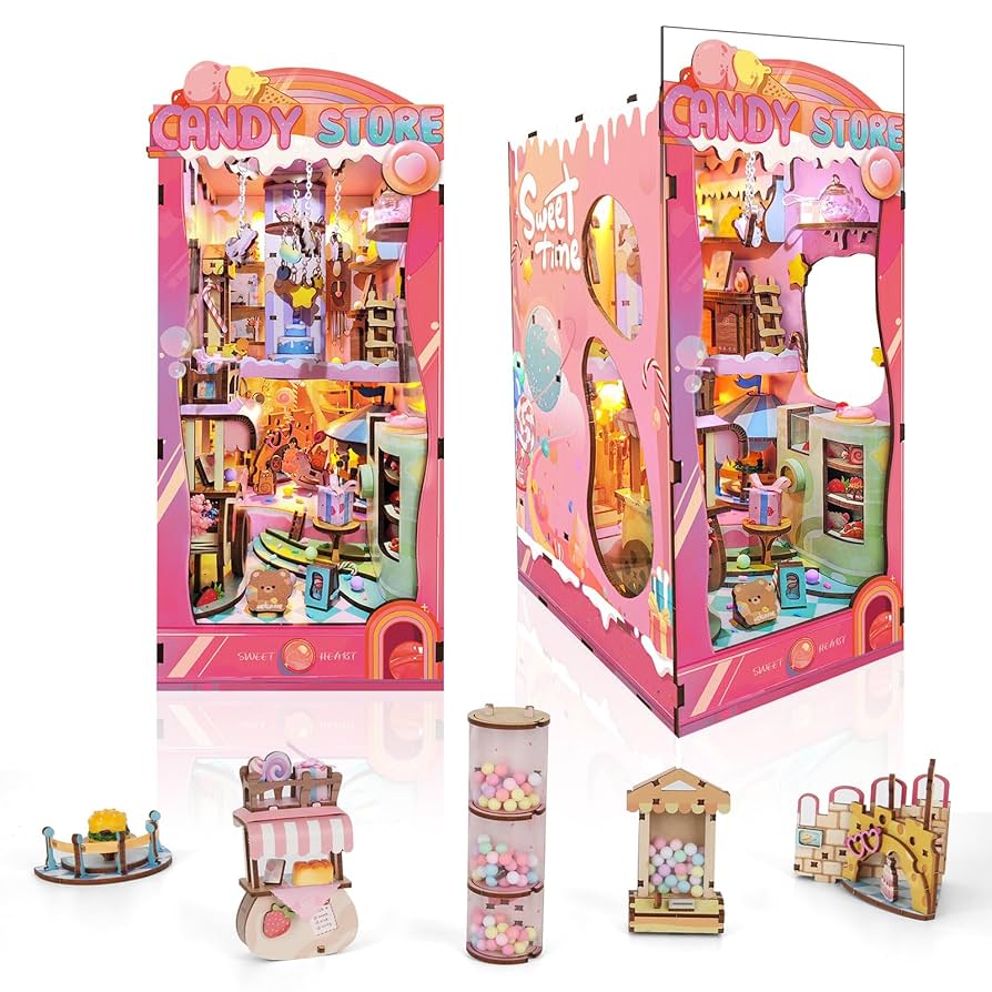 DIY ミニチュア ブックヌークキット 3Dモデル 木製 ドールハウス Amazon.co.jp: 教育モデル DIY ブックヌックキット、3D ドール