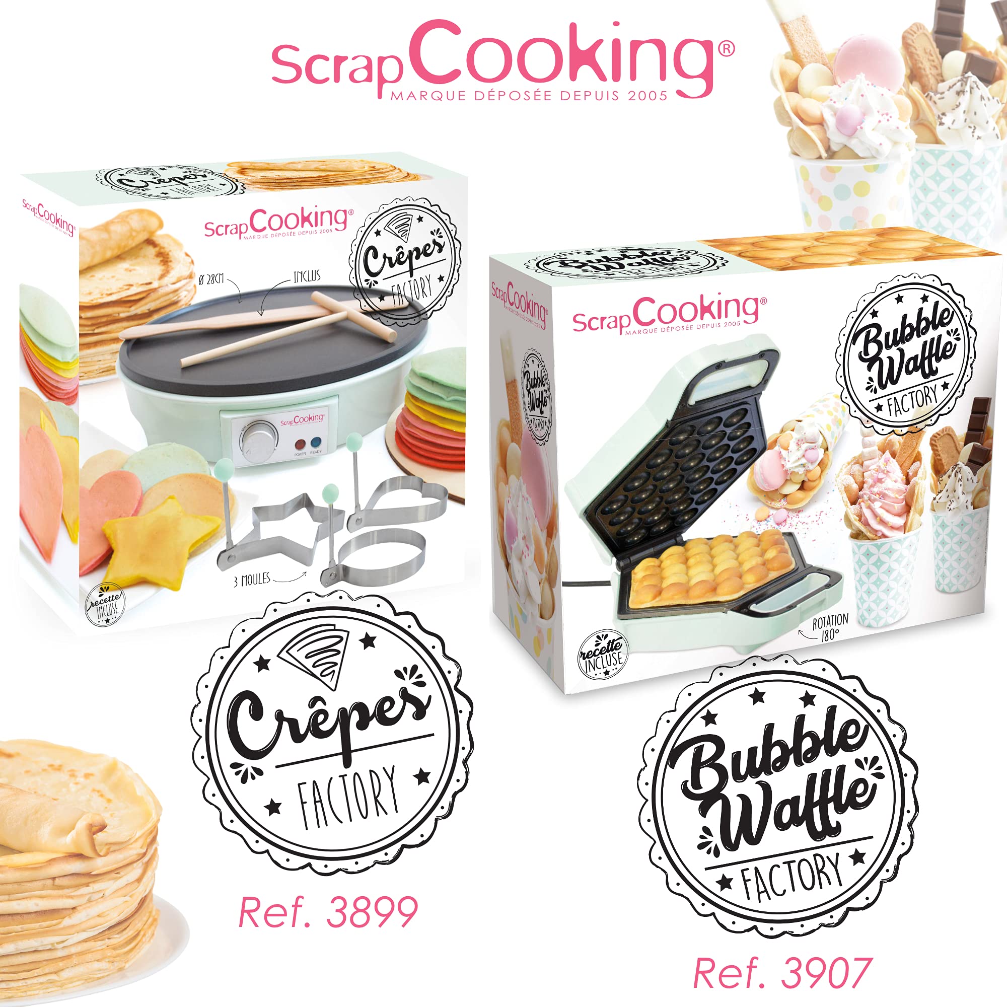 ScrapCooking Crepes Factory Macchina Elettrica Piastra Riscaldante AntiAdesivo Verde acqua