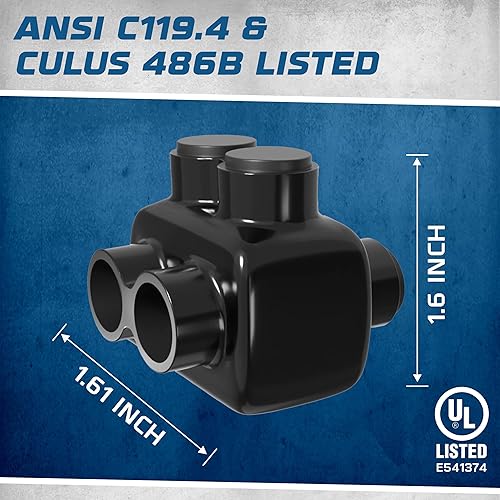 Miniatura 4 de OhLectric Conector de empalme aislado negro con revestimiento de vinilo de goma con inhibidor de óxido prellenado, rango de cables 10-14, hexagonal