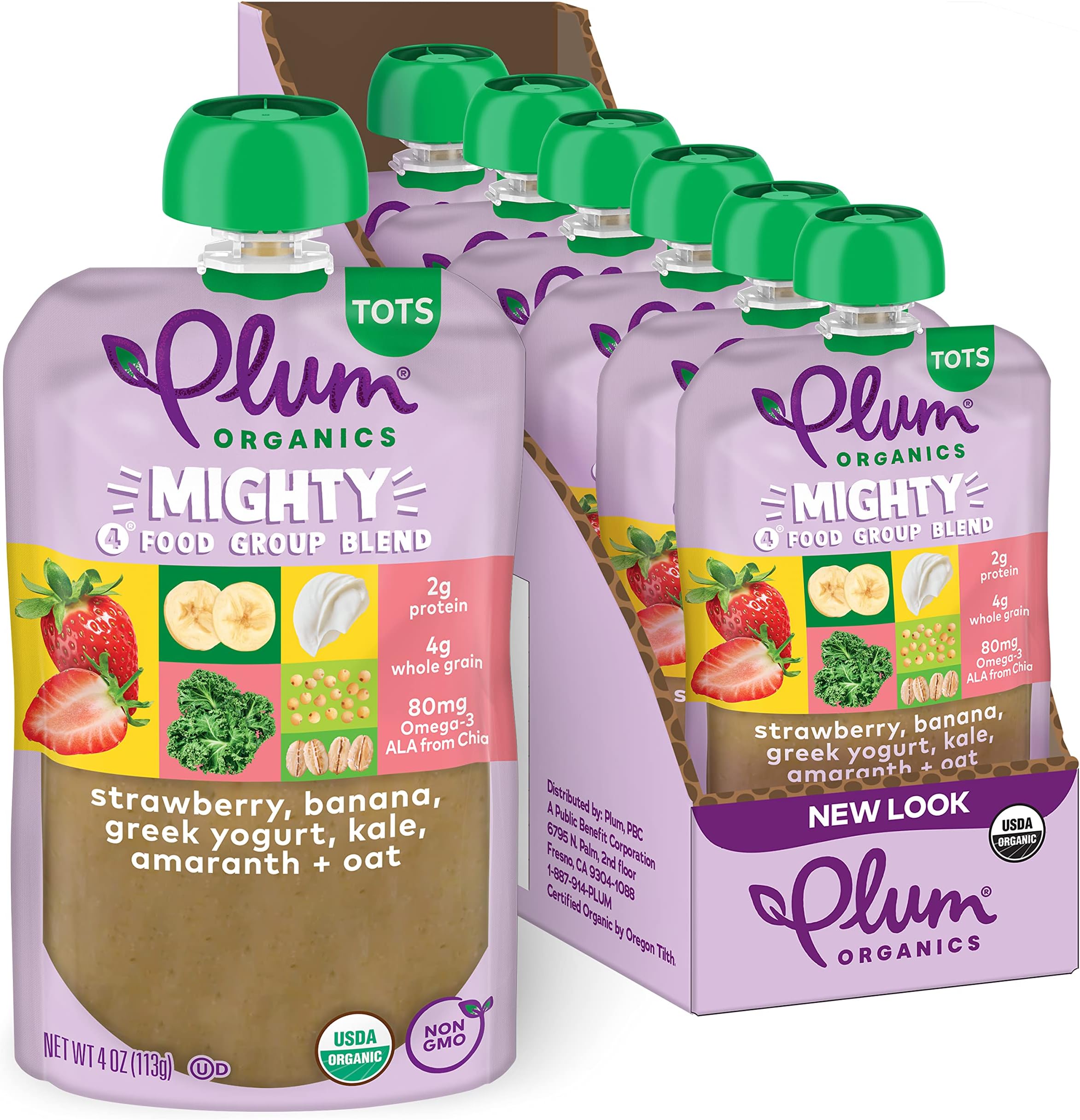 Kale, Strawberry, Banana, Amaranth Oat and Greek Yogurt Baby Food in Pouch, Organic Food Squeeze, Non GMO, 4 Ounce (Pack of 6)