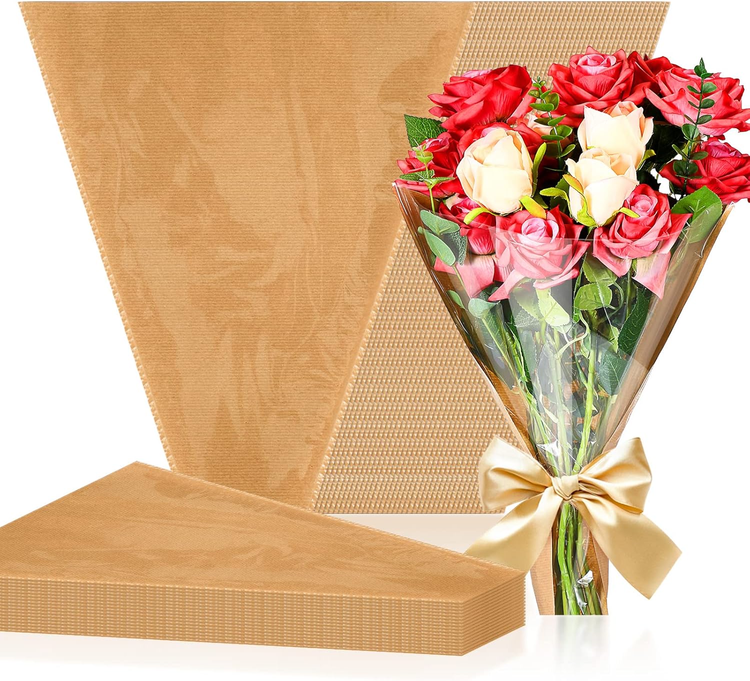 16 Pcs Valentine's Day Flower Wrapping Bags - 8 Colors Single Rose Sleeves For Gifts