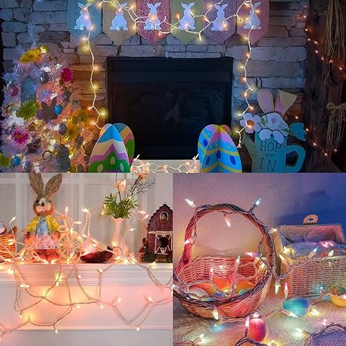 Miniatura 7 de 150 luces de Navidad multicolor, bombilla incandescente de 49.2 pies, mini tira de luces conectables, luces transparentes para árbol de Navidad con
