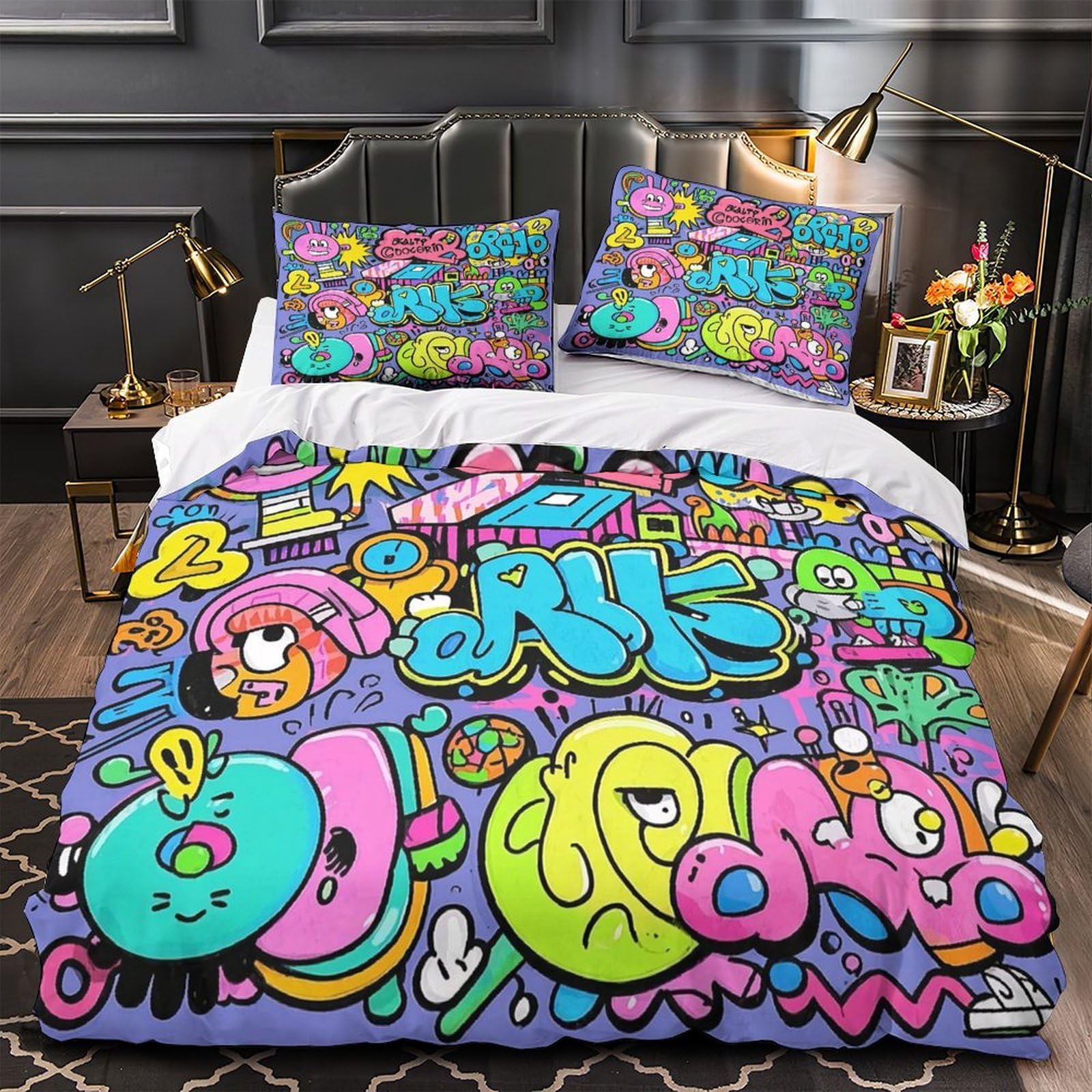Parure de lit graffiti 140x200 pour chambre d'ado dynamique