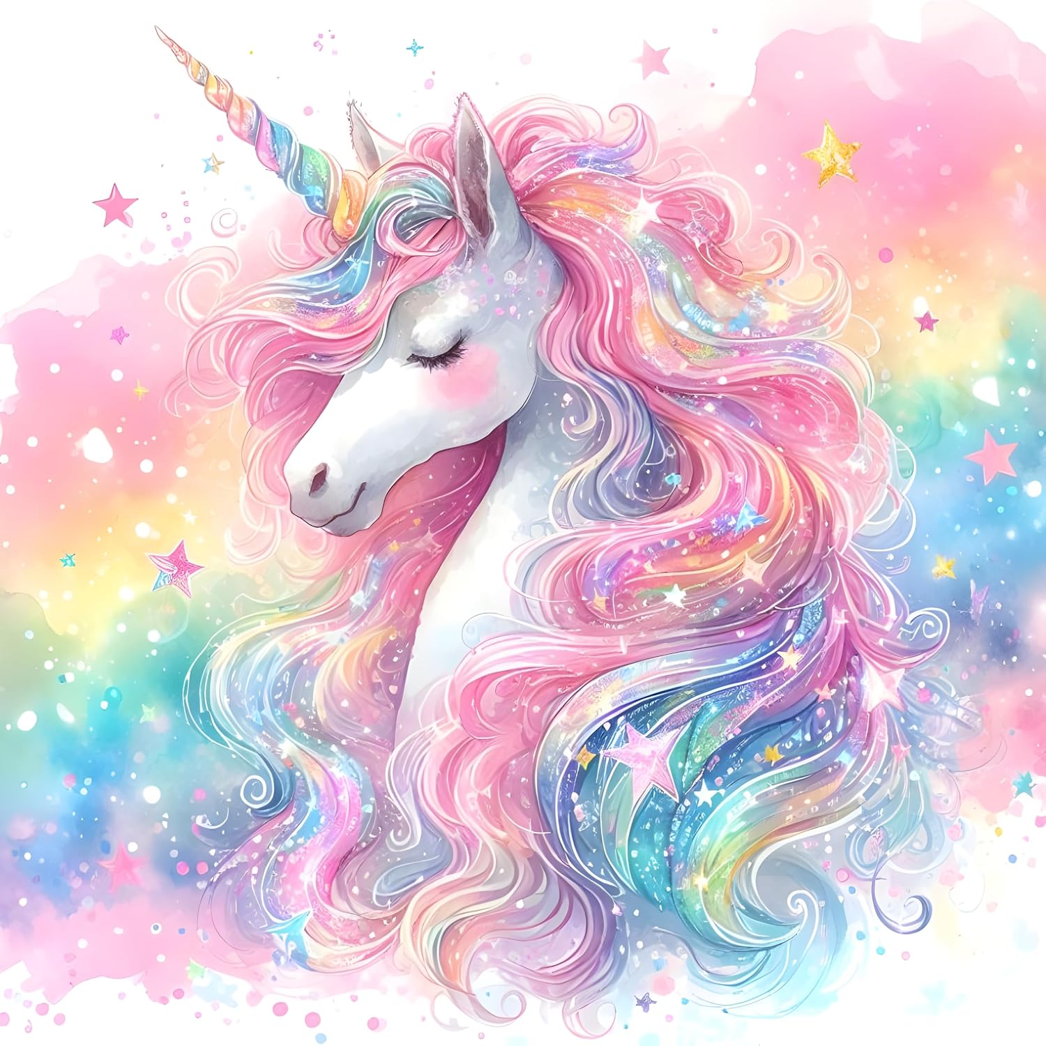 Fabric Panel 8"x8" Unicorn 100% Cotton Quilt Square Block ET680