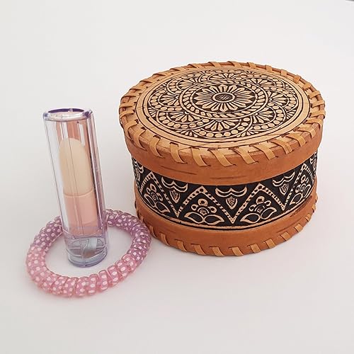 Miniatura 6 de Decorative Trinket Jewelry Keepsake Storage Box Round Wooden Birch Bark Gift BoxesInner diameter 3,42" (8,7cm)  Inner height 1,9"(4,8 cm)